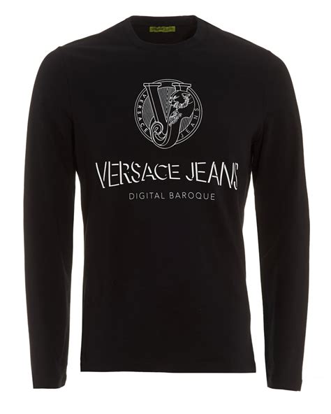 black versace t shirt mens|versace long sleeve t shirt.